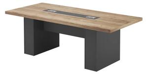Masa conferinta Imperium, blat melaminat E1, 50 mm – dimensiuni 2000 x 1000 x 750 mm, Lemn natural și gri antracit