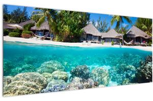 Tablou cu plaja pe insulă tropicală (120x50 cm)