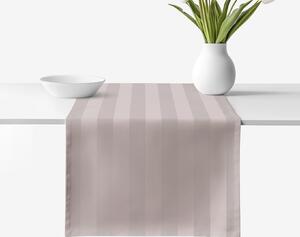 Goldea napron de masă din damasc - dungi gri-maroniu cu luciu satinat 50x180 cm