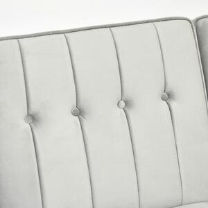 Canapea extensibila HOMCOM cu 3 locuri cu taburet si spatar inclinabil, tapiterie din catifea si scaun captusit, 218x85x86 cm, gri deschis | Aosom RO