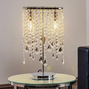 ONLI Lampa de masă Laila cu cristal suspendat, 2 becuri, Metalic, Camera de zi / sufragerie, Metal, Modern