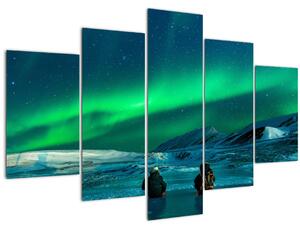 Tablou cu oameni la Aurora borealis (150x105 cm)