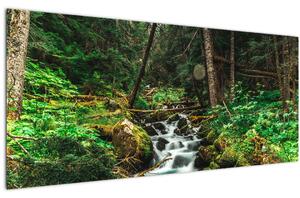 Tablou cu pârău în pădure (120x50 cm)
