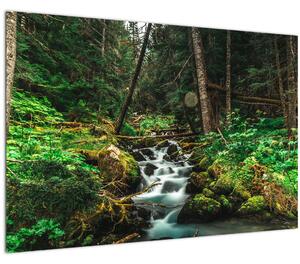 Tablou cu pârău în pădure (90x60 cm)