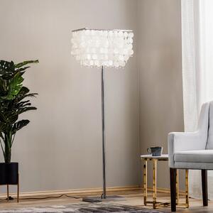 ONLI Lampadar Makani, crom, cu decor scoică, Metalic, Camera de zi / sufragerie, Metal