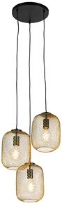 Lampă suspendată Art Deco aurie 45 cm 3 lumini - Bliss Mesh