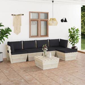 Set mobilier grădină din paleți cu perne, 6 piese, lemn molid