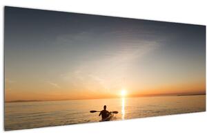 Tablou cu canoiști în apus de soare (120x50 cm)