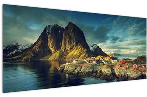 Tablou cu sat de pescari din Norvegia (120x50 cm)