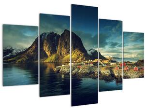 Tablou cu sat de pescari din Norvegia (150x105 cm)