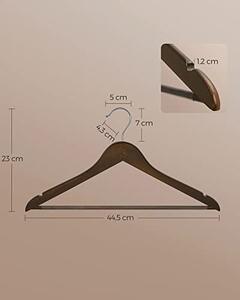 Set de 20 umerase din lemn, Songmics, Maro, 44.5x23x1.2 cm