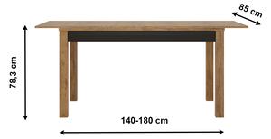Masă de sufragerie Lacetta HAVT02 (stejar lefkas închis + negru) (pentru 6 până la 8 persoane). 1034154