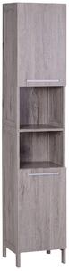 Kleankin Coloană Baie 2 Dulapuri 2 Rafturi Deschise MDF Suprafață Netedă 30x32x172.5cm Culoare Lemn | Aosom Romania