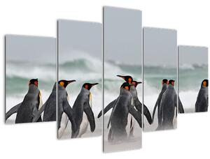 Tablou pinguini în ocean (150x105 cm)