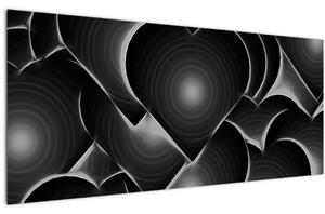 Tablou cu inimile alb - negre (120x50 cm)