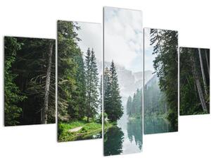 Tablou lacului în pădure (150x105 cm)
