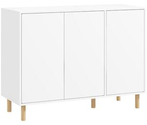 HOMCOM Bufet Modern cu 2 Dulapuri și 3 Rafturi, Mobilier Multifuncțional din Lemn, 107x40x80 cm, Alb | Aosom Romania