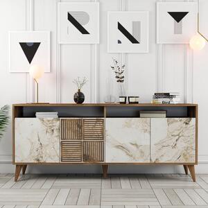 Comoda Milan, alun/alb cu efect de marmura, PAL melaminat, 180x35x79 c