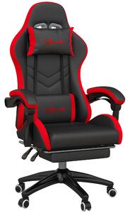 Vinsetto Scaun Gaming cu Înălțime Reglabilă și cu Spătar Rabatabil, 65x65x121-129 cm, Negru | Aosom Romania