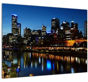 Tablou pe sticlă cu noaptea în Melbourne (70x50 cm)