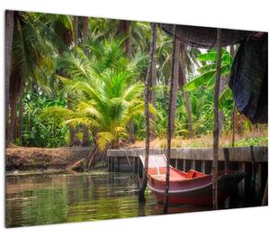 Tablou - Nava din lemn în canal , Thailand (90x60 cm)