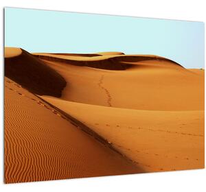 Tablou pe sticlă - Pași în deșert (70x50 cm)