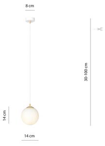 Lustră pe cablu ROYAL 1xE14/10W/230V d. 14 cm alb
