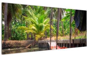 Tablou - Nava din lemn în canal , Thailand (120x50 cm)