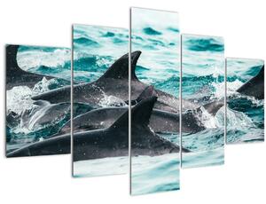 Tablou - Delfini în ocean (150x105 cm)