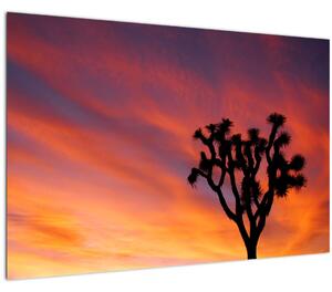 Tablou apus de soare deasupra siluetei unui copac (90x60 cm)