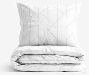 Goldea lenjerie de pat 100% bumbac - linii geometrice pe alb 140 x 200 și 70 x 90 cm