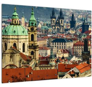 Tablou pe sticlă - Panorama din Praga (70x50 cm)