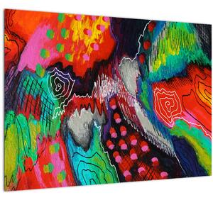 Tablou pe sticlă abstract - culori (70x50 cm)