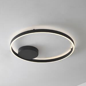 Lucande Plafonieră LED inteligentă Moise, negru, CCT, Tuya, reglabil, Negru, Camera de zi / sufragerie, Aluminiu, Modern