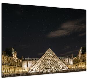 Tablou pe sticlă - Louvre nocturn (70x50 cm)