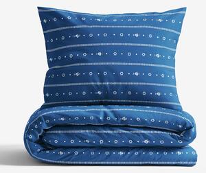 Goldea lenjerie de pat 100% bumbac - folclor albastru 150 x 200 și 50 x 60 cm
