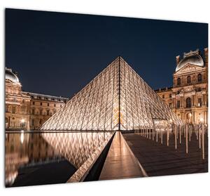Tablou pe sticlă - Louvre noaptea (70x50 cm)