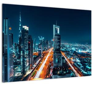 Tablou pe sticlă - Noaptea la Dubai (70x50 cm)