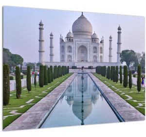 Tablou pe sticlă - Taj Mahal în răsăsrit de soare (70x50 cm)