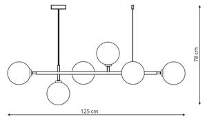 Lustră suspendată pe cablu ALISA, 6 x E14, 40 W, 230 V, auriu
