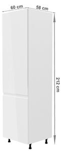 Dulap de bucătărie pentru frigider încorporat D60ZL Aurellia (alb + alb lucios) (S). 1015758