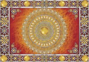 Fototapet - Mandala aurie și roșie (152,5x104 cm)