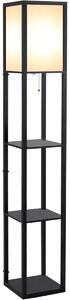 Lampa de Podea cu 3 rafturi si lumina ambientala, varianta neagra 26 x 26 x 160 cm