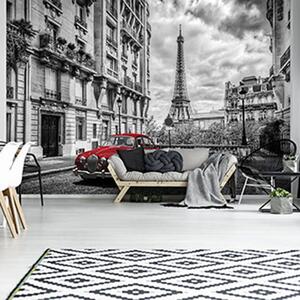 Fototapet - Mașina roșie la Paris (152,5x104 cm)