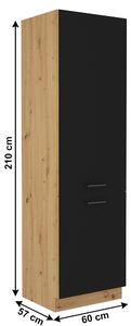 Dulap pentru frigider încorporat Meriel 60 LO-210 2F (negru + stejar artisan). 1033994