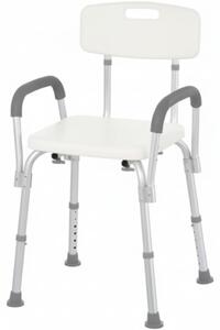 Scaun dus din aluminiu reglabil cu spatar si brate 47x50x74–87 cm – Alb