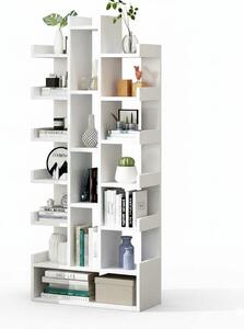 Mobilier biblioteca cu 18 rafturi, modern Tree of Knowledge, 51x18x168cm alb