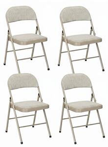 Set 4 Scaune Pliabile pentru Interior, Structura Metalica Rezistenta, Tapiterie Piele PU, Spatar Ergonomic