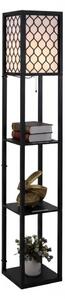 Lampa moderna cu 3 Rafturi, lampa de podea neagra, Design Minimalist,26x26x160 cm, Lumina Calda