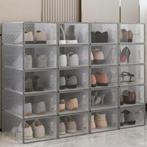 Dulap pentru pantofi modular, cu orificii de ventilatie, 10 cuburi, transparente, stivuibile